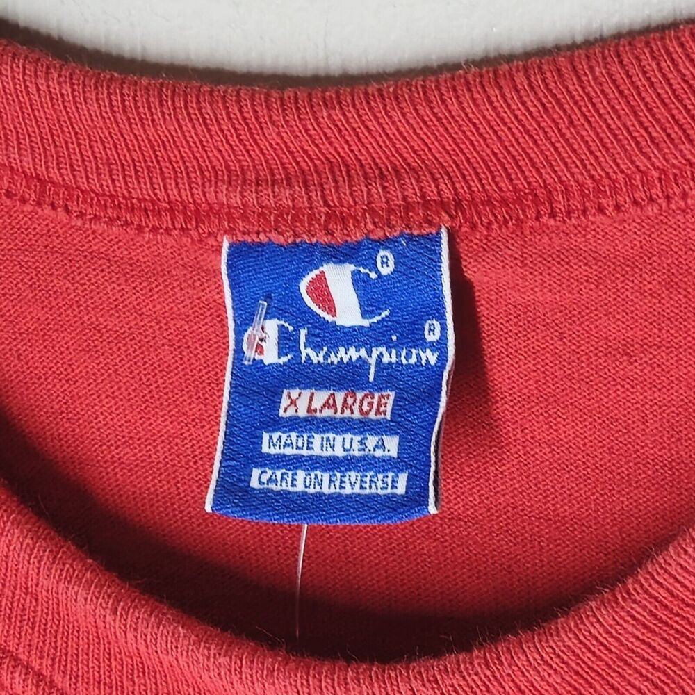 Vintage Little League Baseball T-Shirt XL Red Champion USA Made Courage Loyalty - Picture 3 of 6